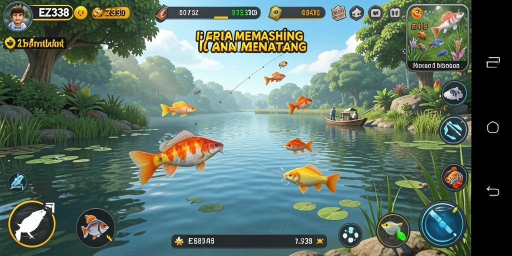 Gameplay menarik dengan berbagai lokasi memancing yang menawan.