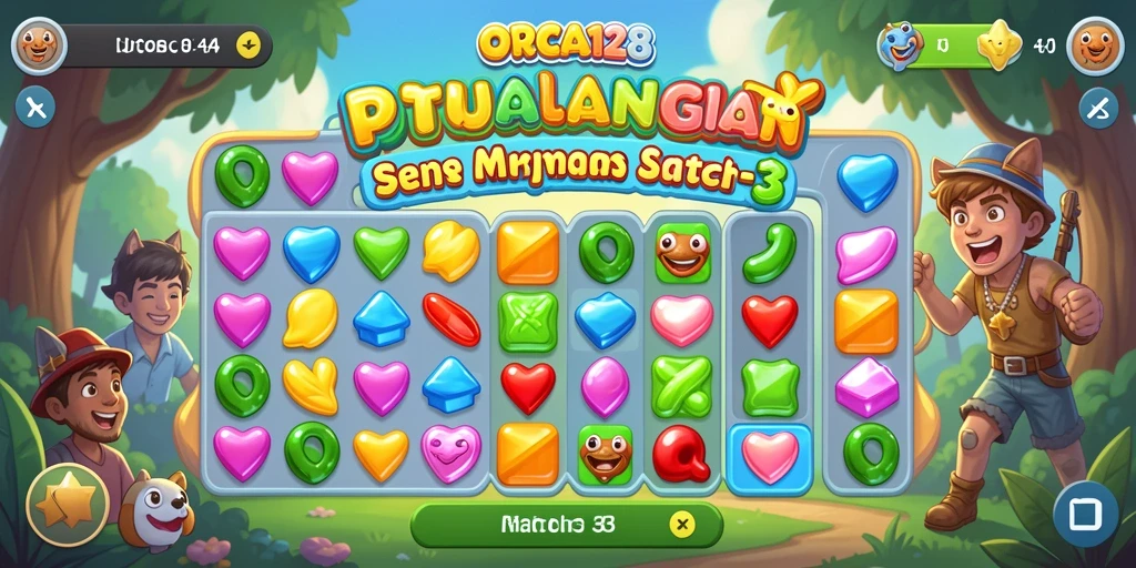 Tampilan menarik dari gameplay <strong>Match-3</strong> di ORCA128.