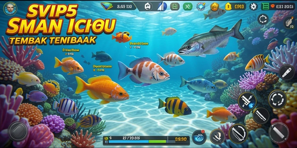Screenshot gameplay SVIP5 dengan aksi menangkap ikan yang mendebarkan.